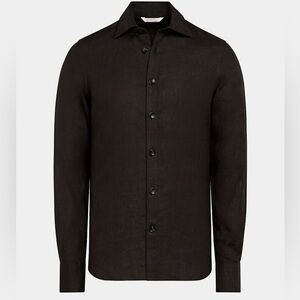SUITSUPPLY Dark Brown Slim Fit Shirt Pure Linen size 16-16 1/2
